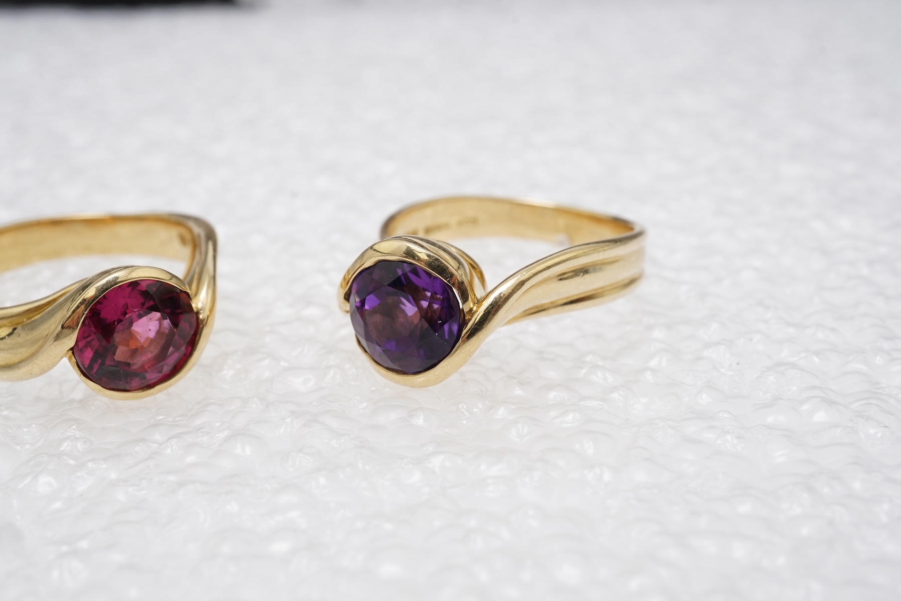 Angela Cummings, two gem-set rings, circa 1988